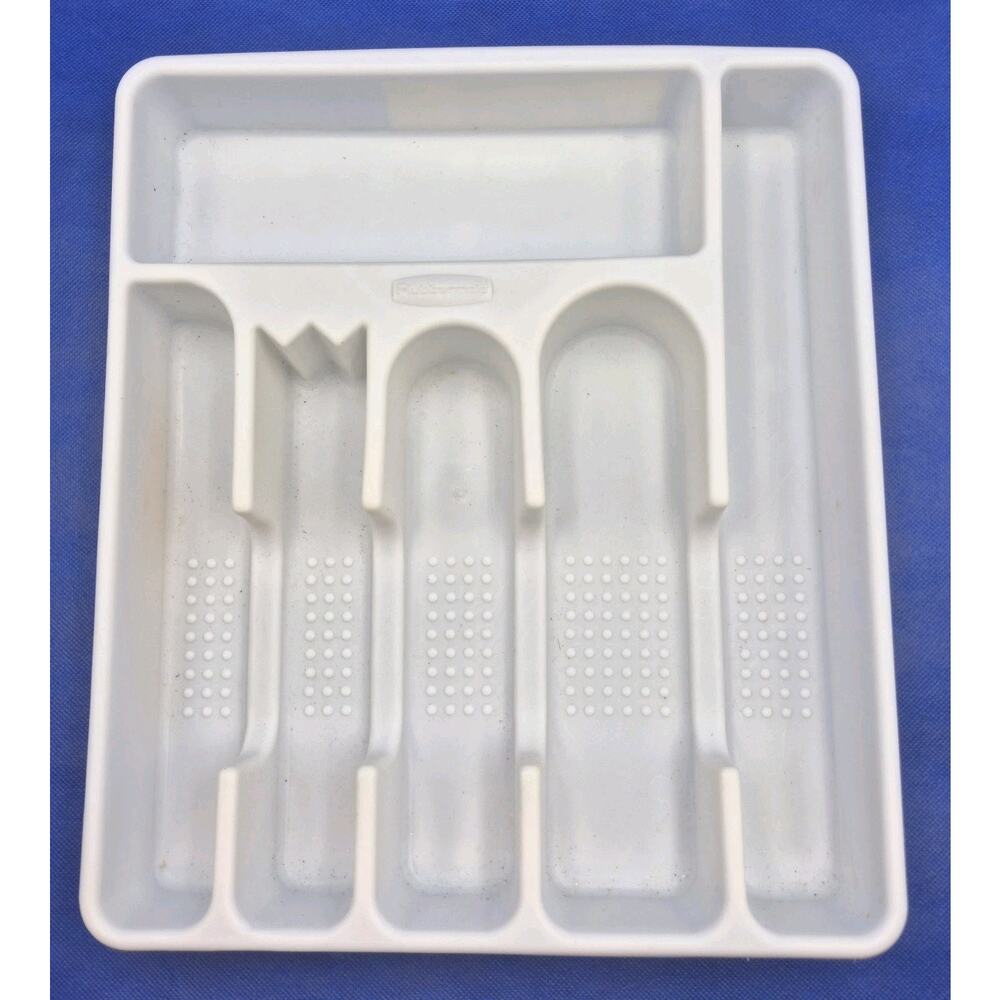 Vintage 1992 White Rubbermaid Cutlery Organizer 6 Sections 13x11" Model 2925 USA